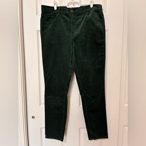 LOFT Women's Pants Dark Green Velvet Size 12 (31) Stretch Cotton Blend EUC